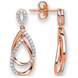 18 Carat Diamond Earrings | Rose Gold Drop Earrings