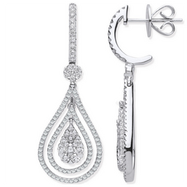 White Gold Drop Earrings | 18 Carat Diamond Earrings