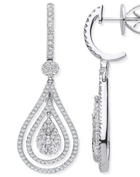 White Gold Drop Earrings | 18 Carat Diamond Earrings