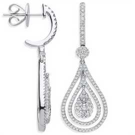 White Gold Drop Earrings | 18 Carat Diamond Earrings