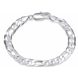 Figaro Mens Silver Plated Bracelet | Mens Figaro Bracelet | Mens Silver Bracelet