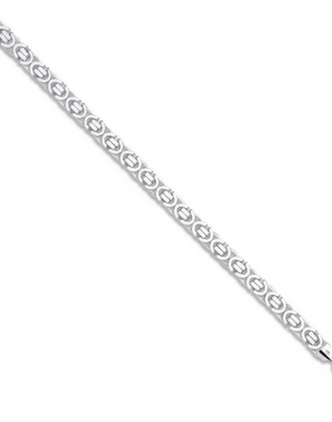 9 Carat White Gold Chain | Solid Gold Byzantine Chain | Men's White Gold Necklace