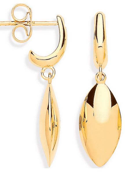 9 Carat Yellow Gold Earrings | 9 Carat White Gold Drop Earrings