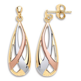 Solid Gold Drop Earrings | 9 Carat Yellow Gold Earrings | Gold Drop Earrings