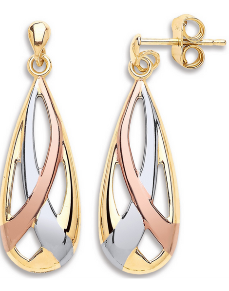 Solid Gold Drop Earrings | 9 Carat Yellow Gold Earrings | Gold Drop Earrings