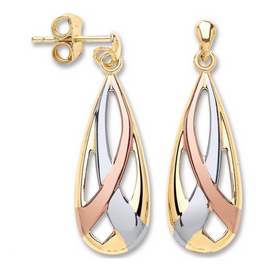 Solid Gold Drop Earrings | 9 Carat Yellow Gold Earrings | Gold Drop Earrings