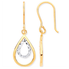 Solid Gold Drop Earrings | Tear Drop Yellow Gold Earrings | 9ct Gold Drop Earrings