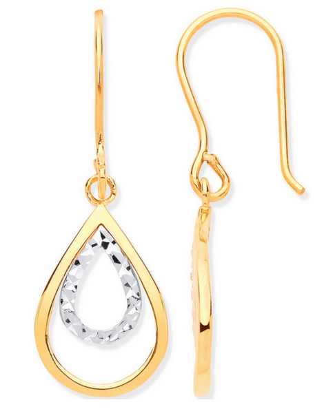 Solid Gold Drop Earrings | Tear Drop Yellow Gold Earrings | 9ct Gold Drop Earrings