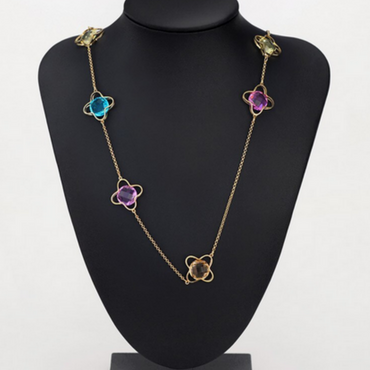 Swarovski necklace multi coloured - Clover Necklace Women - Gold Plated Necklace