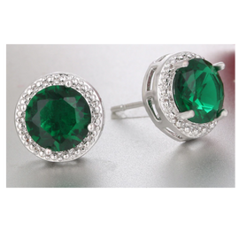 Cubic Zirconia Stud Earrings | Green Crystal Earrings | Cubic Zirconia Earrings