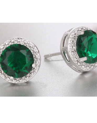 Cubic Zirconia Stud Earrings | Green Crystal Earrings | Cubic Zirconia Earrings