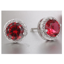 Cubic Zirconia Stud Earrings | Red Crystal Earrings | Cubic Zirconia Earrings