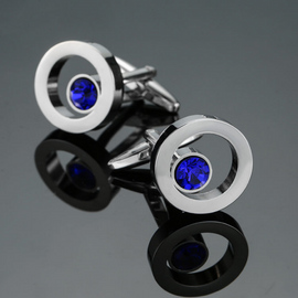 Steel Cufflinks | Blue Crystal Cufflinks | White Cufflinks for Men | Fidem Cufflinks