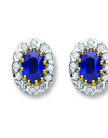 9ct Yellow Gold Earrings | 9 Carat Diamond Earrings | Sapphire Stud Earrings