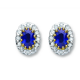 9ct Yellow Gold Earrings | 9 Carat Diamond Earrings | Sapphire Stud Earrings