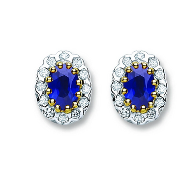 9ct Yellow Gold Earrings | 9 Carat Diamond Earrings | Sapphire Stud Earrings