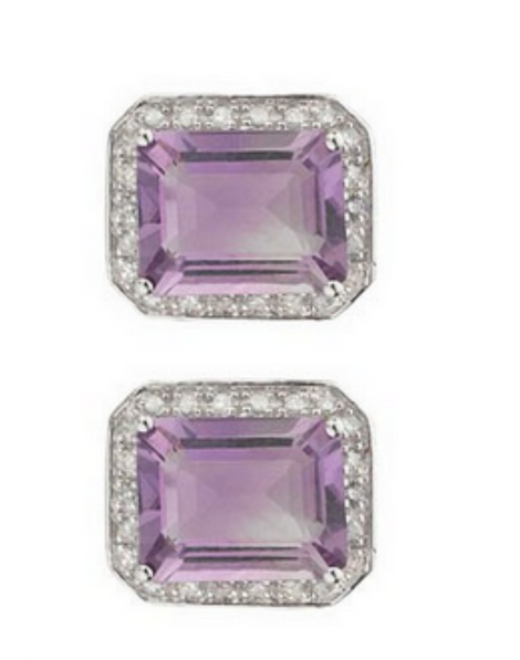 9 Carat Diamond Earrings | White Gold Amethyst Stud Earrings