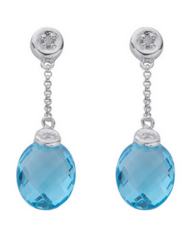 9 Carat Diamond Earrings | White Gold Blue Topaz Stud Earrings