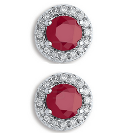 9ct White Gold Earrings | 9 Carat Diamond Earrings | Ruby Stud Earrings