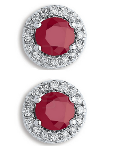 9ct White Gold Earrings | 9 Carat Diamond Earrings | Ruby Stud Earrings