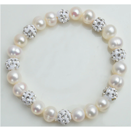 Freshwater Pearl Bracelet | 925 Sterling Silver Freshwater Bracelet with Zircon Beads