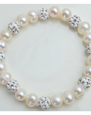 Freshwater Pearl Bracelet | 925 Sterling Silver Freshwater Bracelet with Zircon Beads