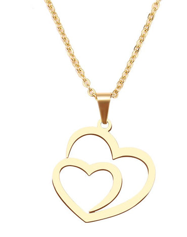 Gold Stainless steel necklace heart necklace chain - beautiful heart pendant necklace chain