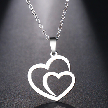 White Stainless steel necklace heart necklace chain - beautiful heart pendant necklace chain