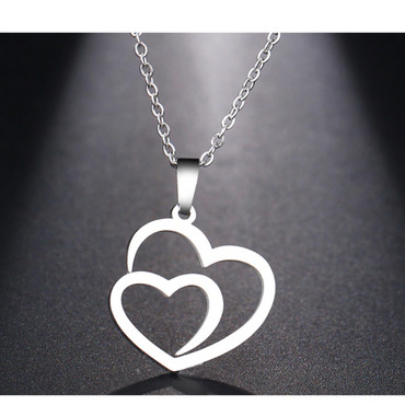 White Stainless steel necklace heart necklace chain - beautiful heart pendant necklace chain