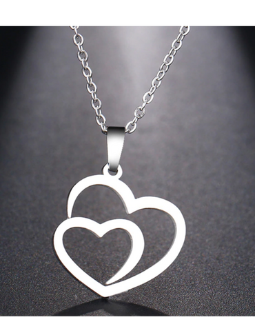 White Stainless steel necklace heart necklace chain - beautiful heart pendant necklace chain