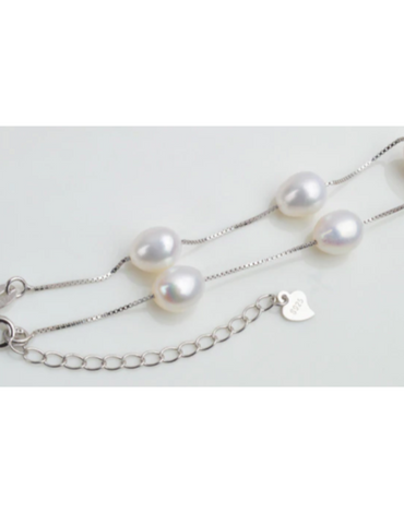 Freshwater Pearl Bracelet | 925 Sterling Silver Freshwater Bracelet - 5cm Extension