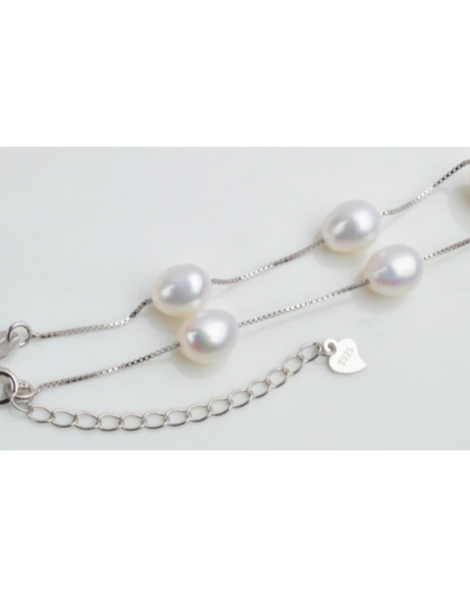 Freshwater Pearl Bracelet | 925 Sterling Silver Freshwater Bracelet - 5cm Extension