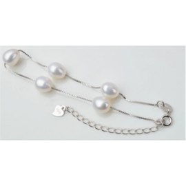 Freshwater Pearl Bracelet | 925 Sterling Silver Freshwater Bracelet - 5cm Extension