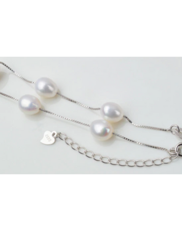 Freshwater Pearl Bracelet | 925 Sterling Silver Freshwater Bracelet - 5cm Extension