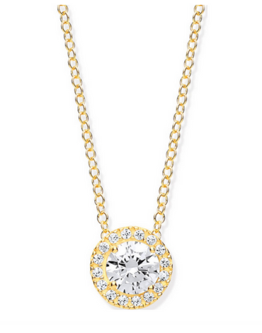 Cubic Zirconia Halo Necklace | 9 Carat Yellow Gold CZ Necklace