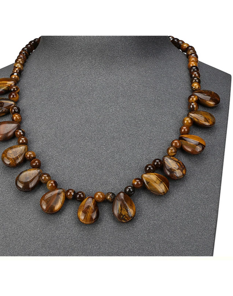 Gemstones Necklace | Tiger Eyes Stone | Natural Stone Choker Necklace